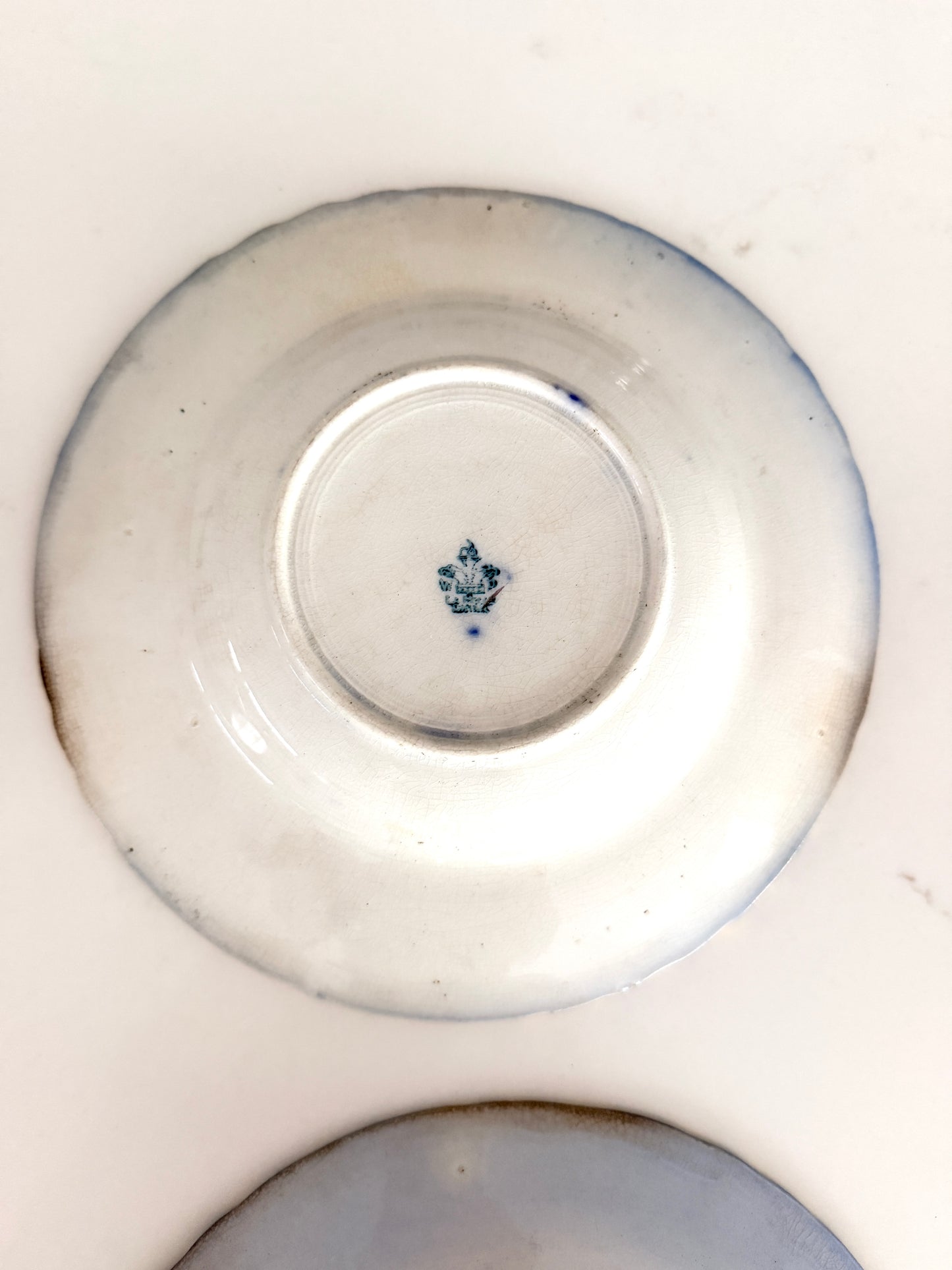 Antique La Belle Blue Flow Soup Plates