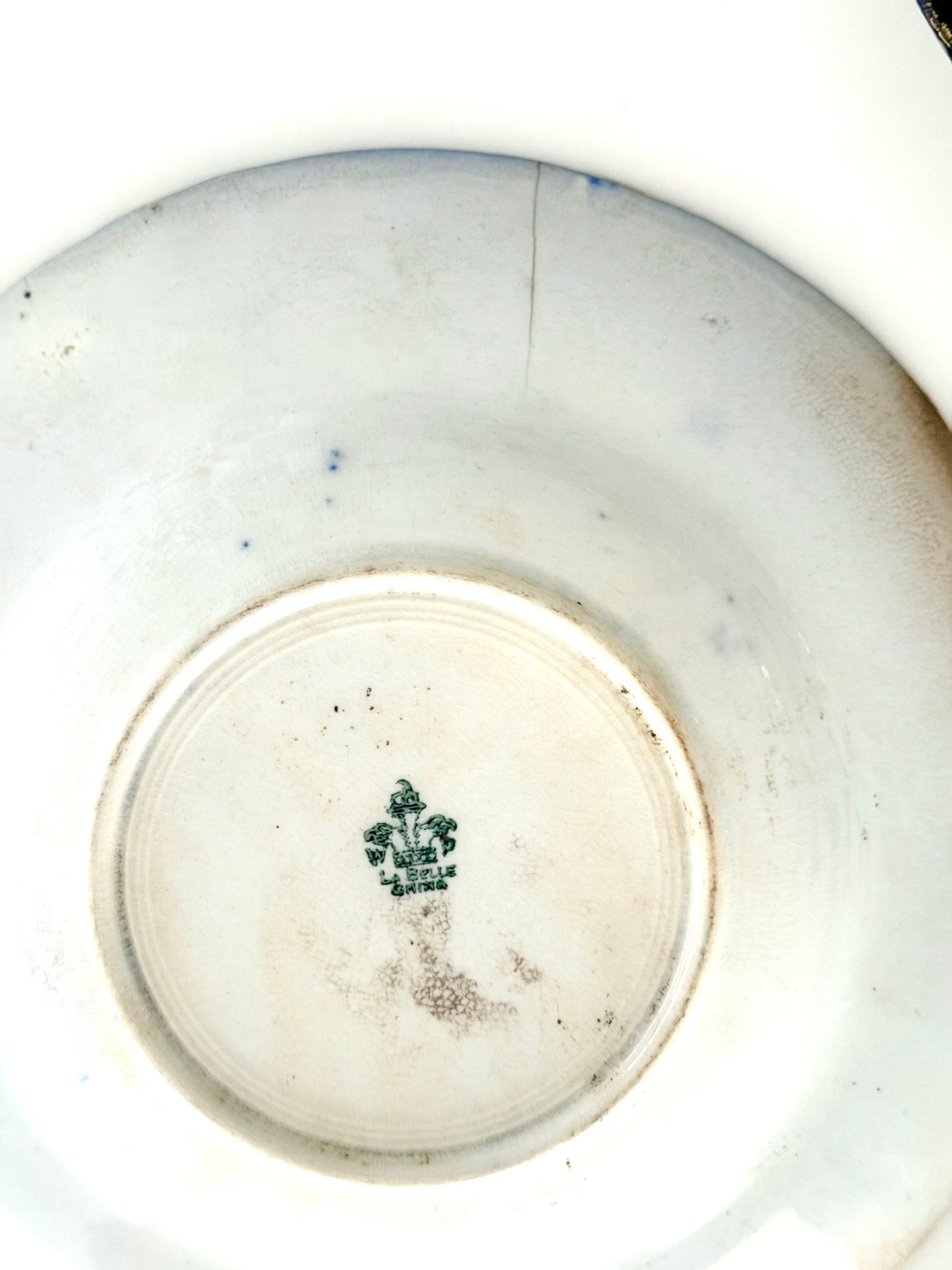 Antique La Belle Blue Flow Soup Plates