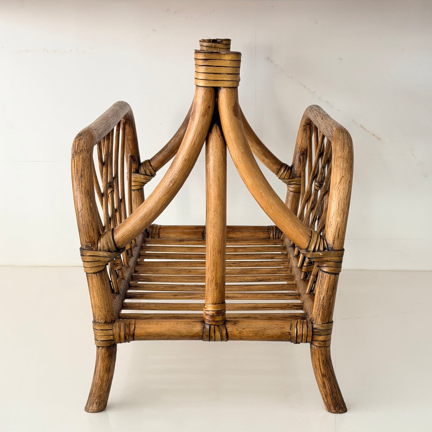 Vintage Rattan Bamboo Magazine Rack