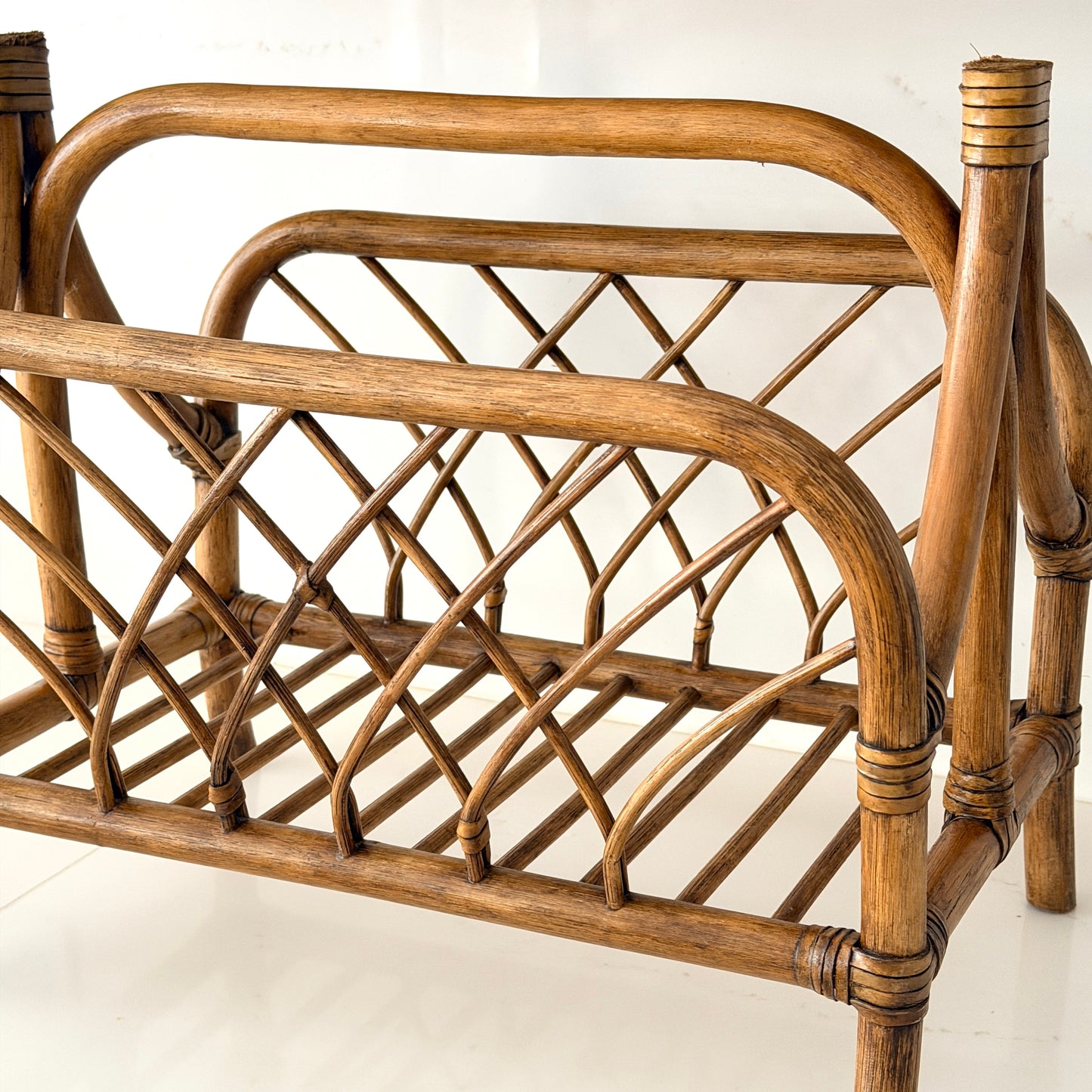 Vintage Rattan Bamboo Magazine Rack
