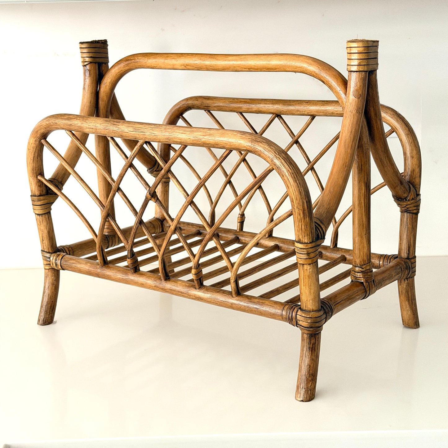 Vintage Rattan Bamboo Magazine Rack
