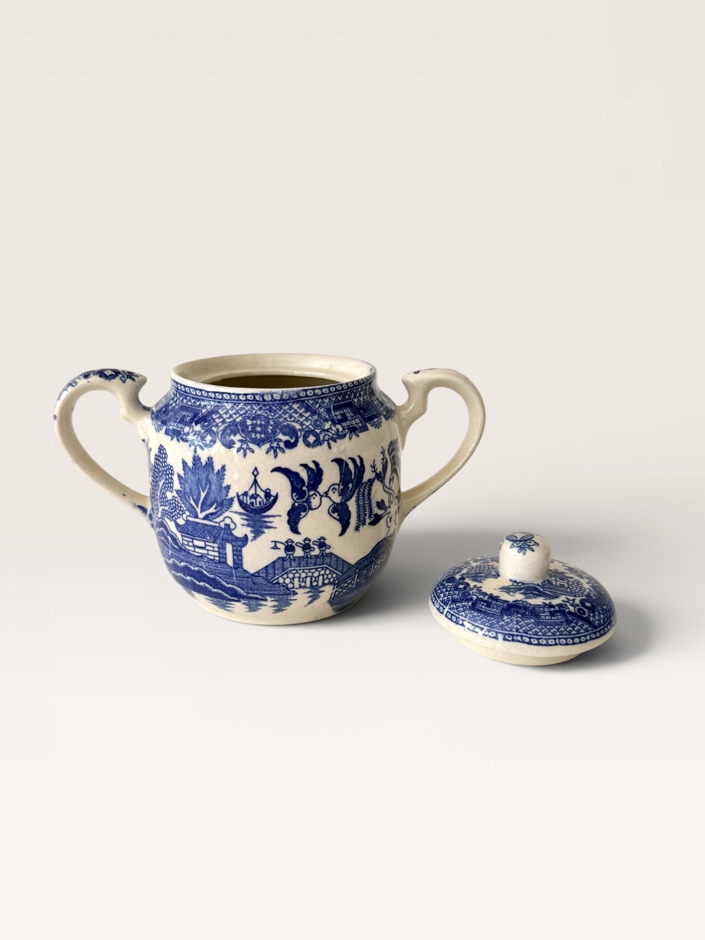 Vintage Blue Willow Creamer & Covered Sugar Bowl Set