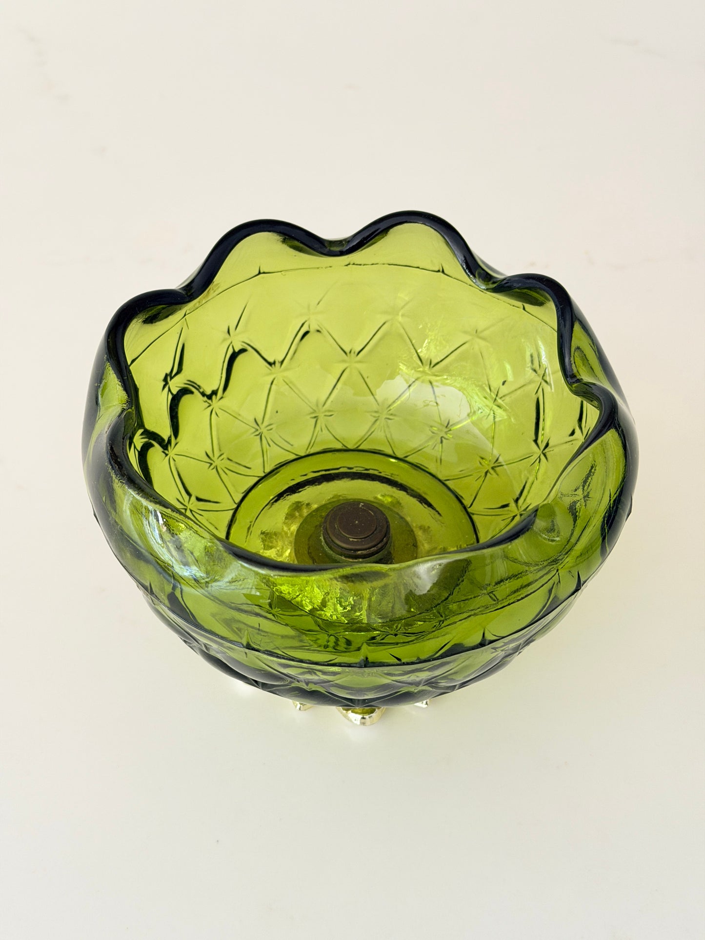Indiana Ruffled Glass Footed Bowl