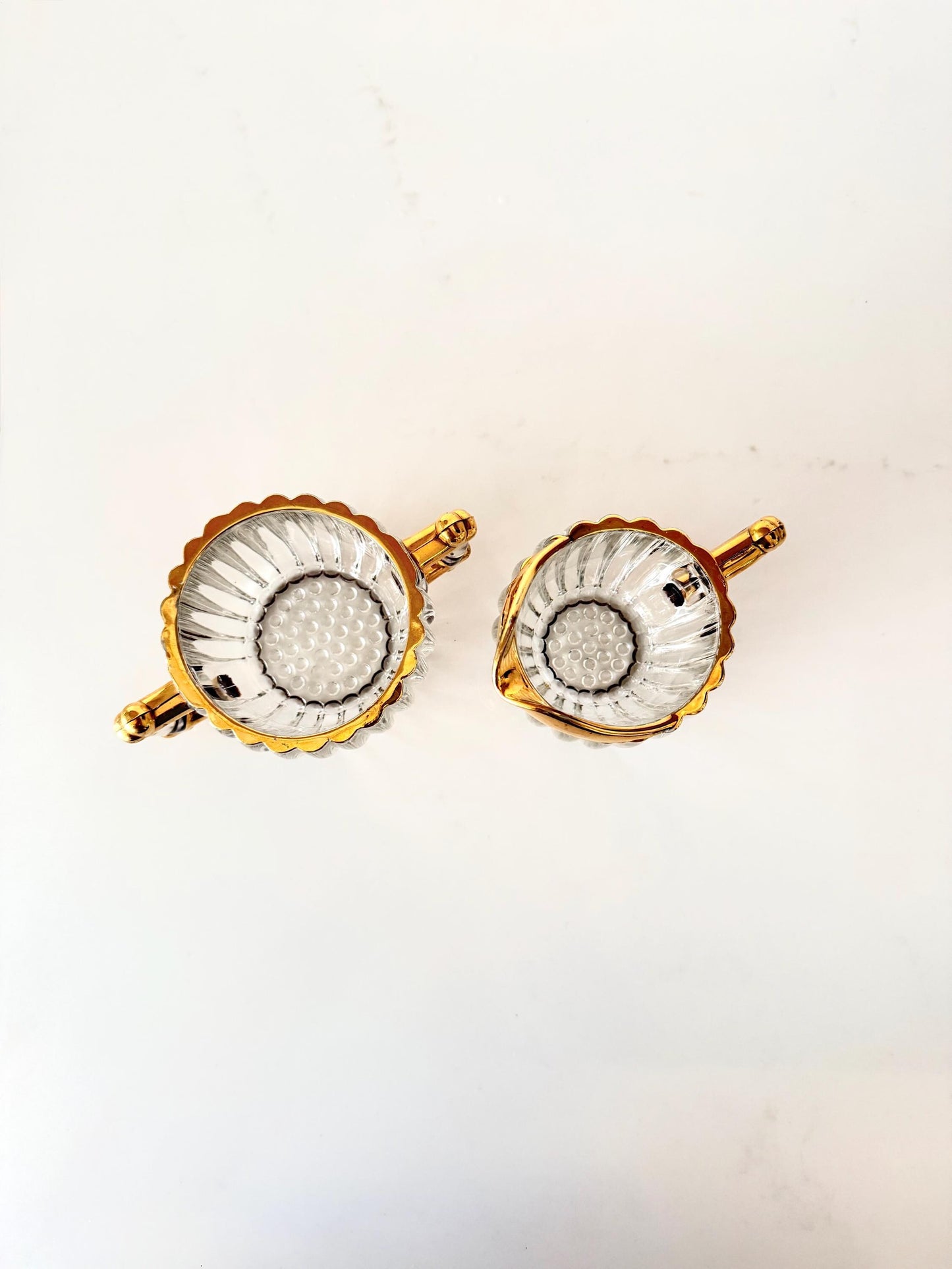Vintage Jeannette Glass Sugar Bowl and Creamer Set with 22k Gold Rim