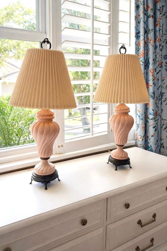 Vintage Pair of Ceramic Hollywood Regency Lamps