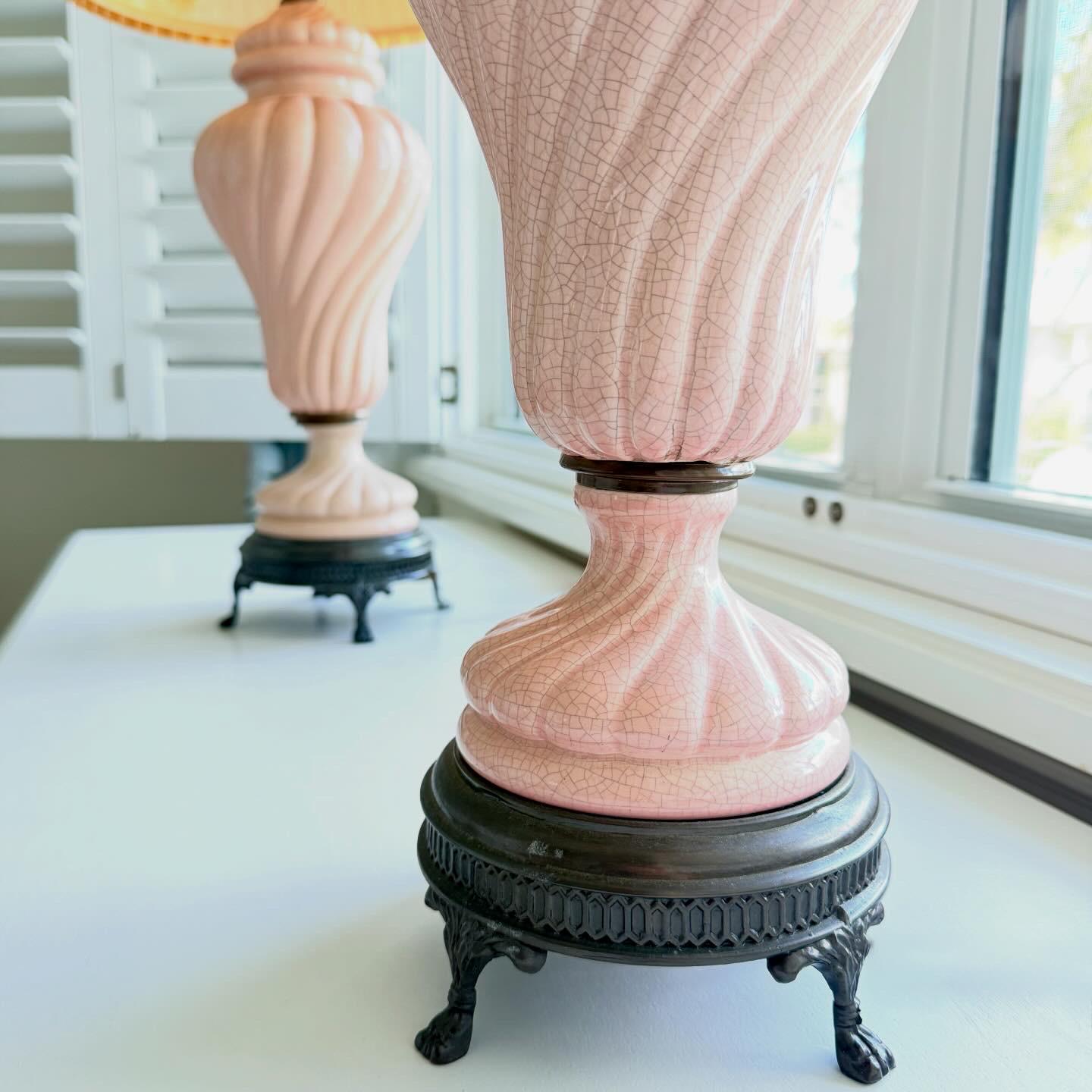 Vintage Pair of Ceramic Hollywood Regency Lamps