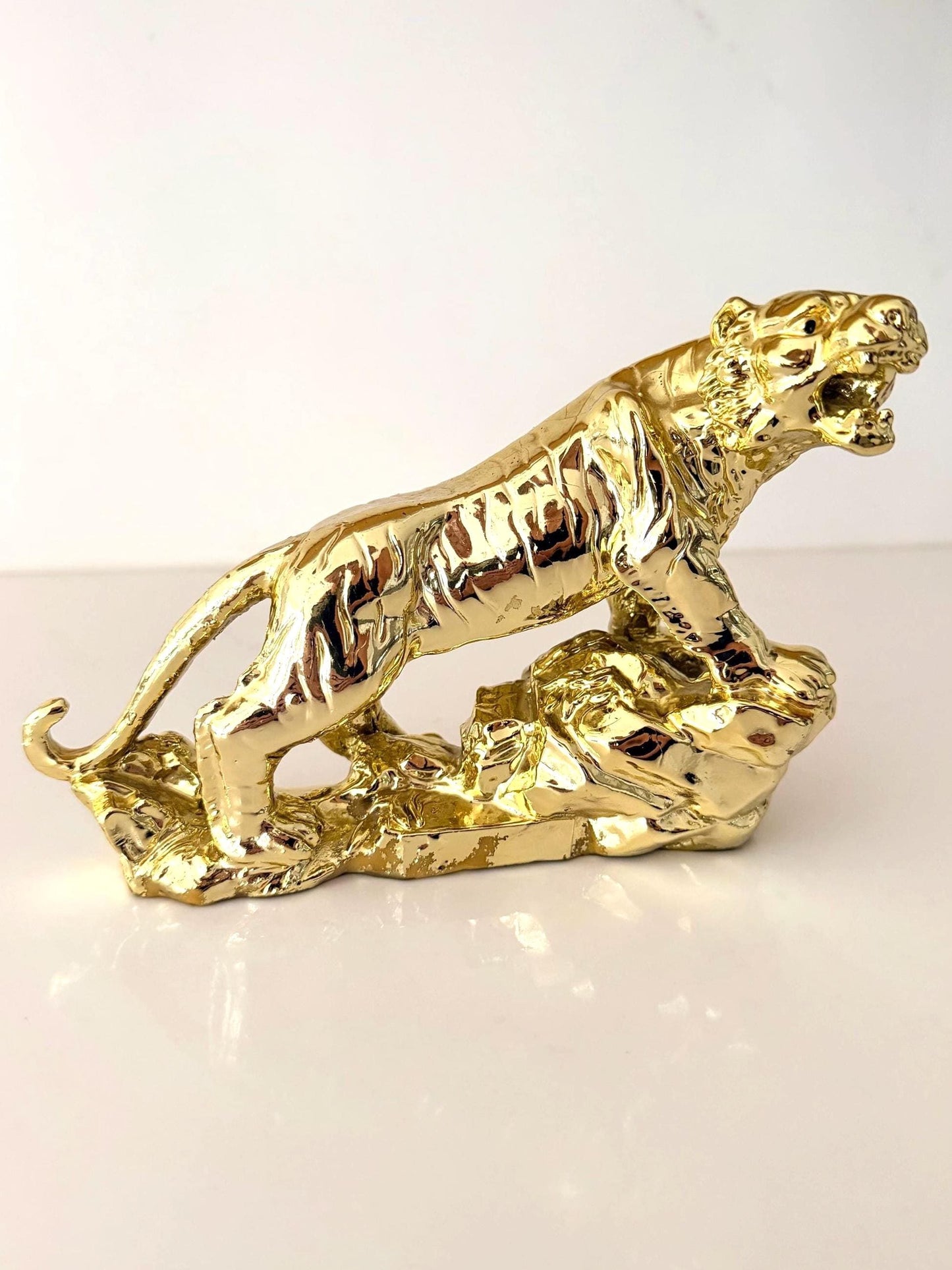 Vintage Feng Shui Gold Resin Tiger