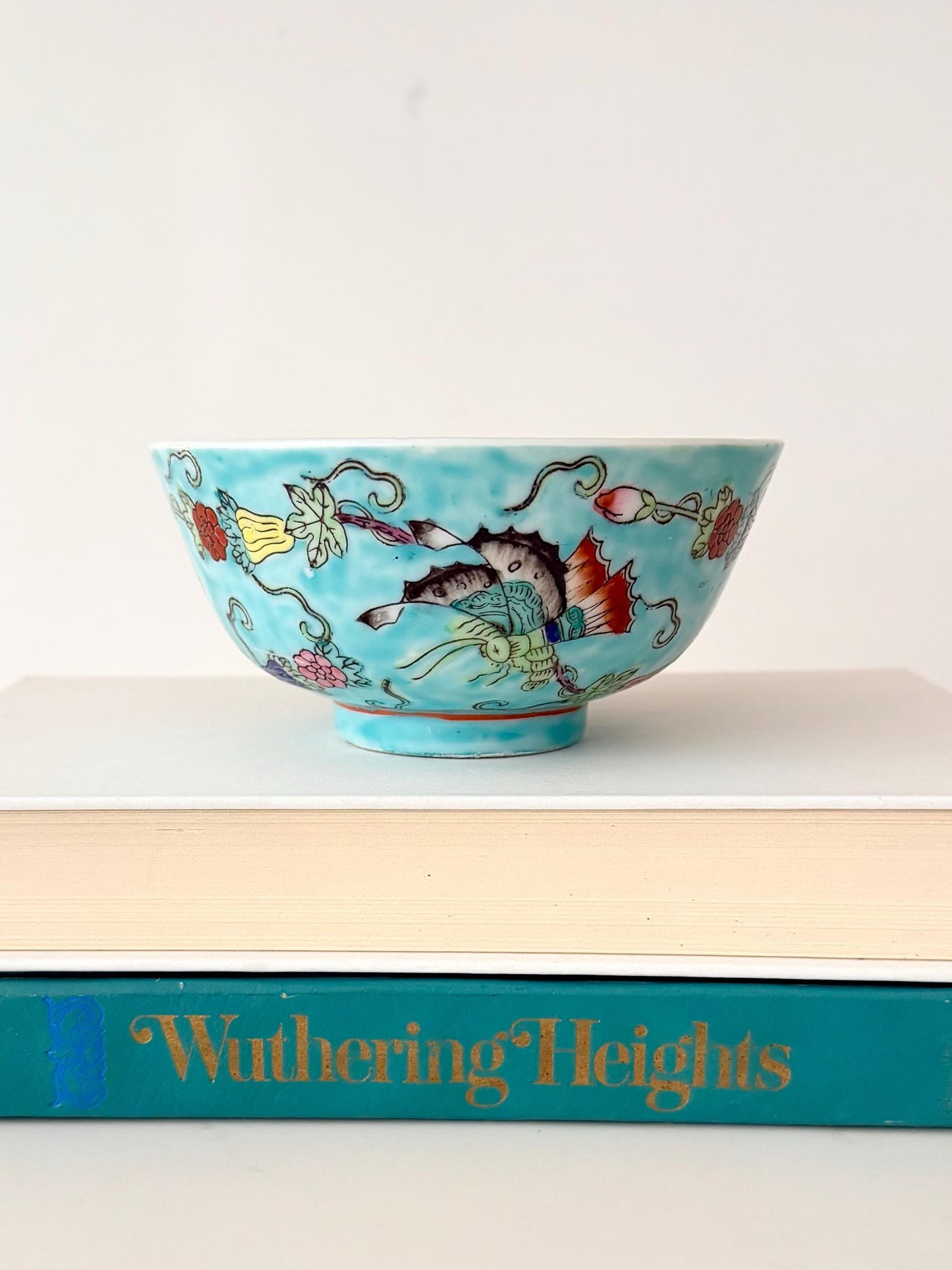 Vintage Rose Canton Porcelain Footed Rice Bowl