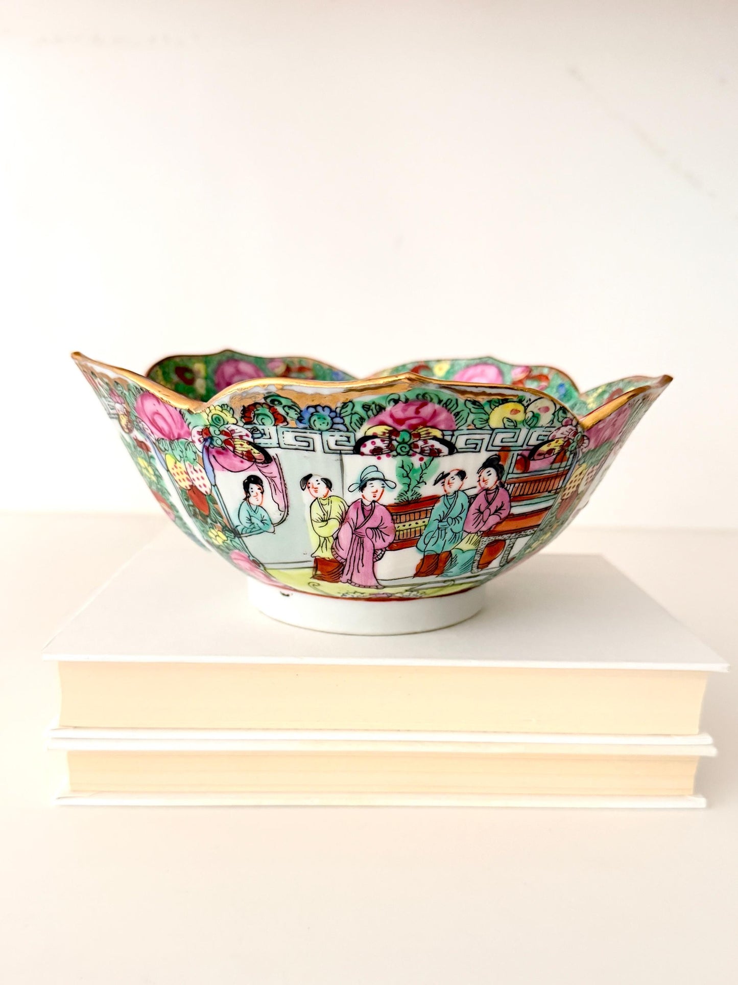 Vintage Rose Medallion Lotus Bowl