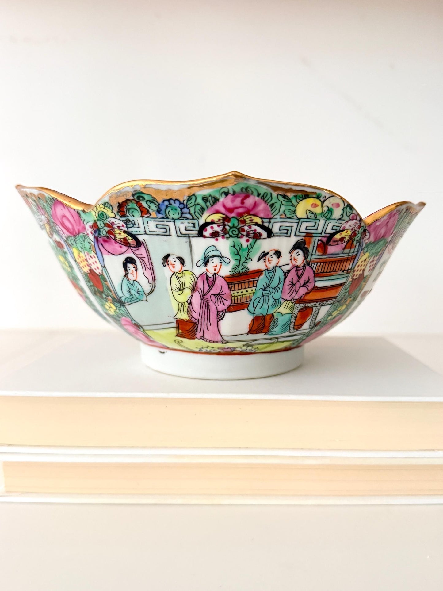 Vintage Rose Medallion Lotus Bowl