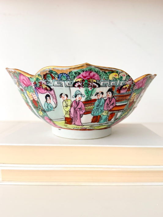 Vintage Rose Medallion Lotus Bowl