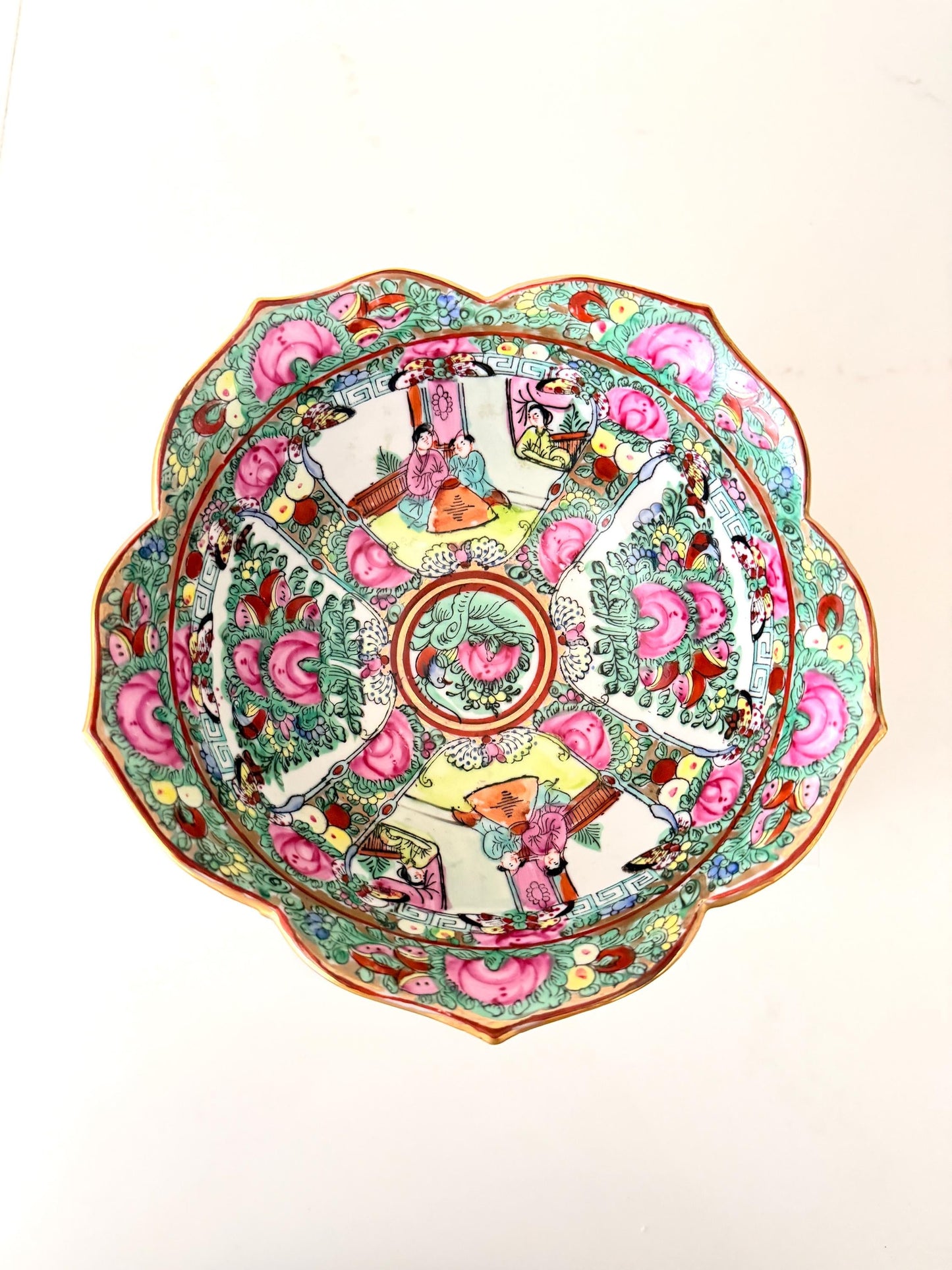 Vintage Rose Medallion Lotus Bowl