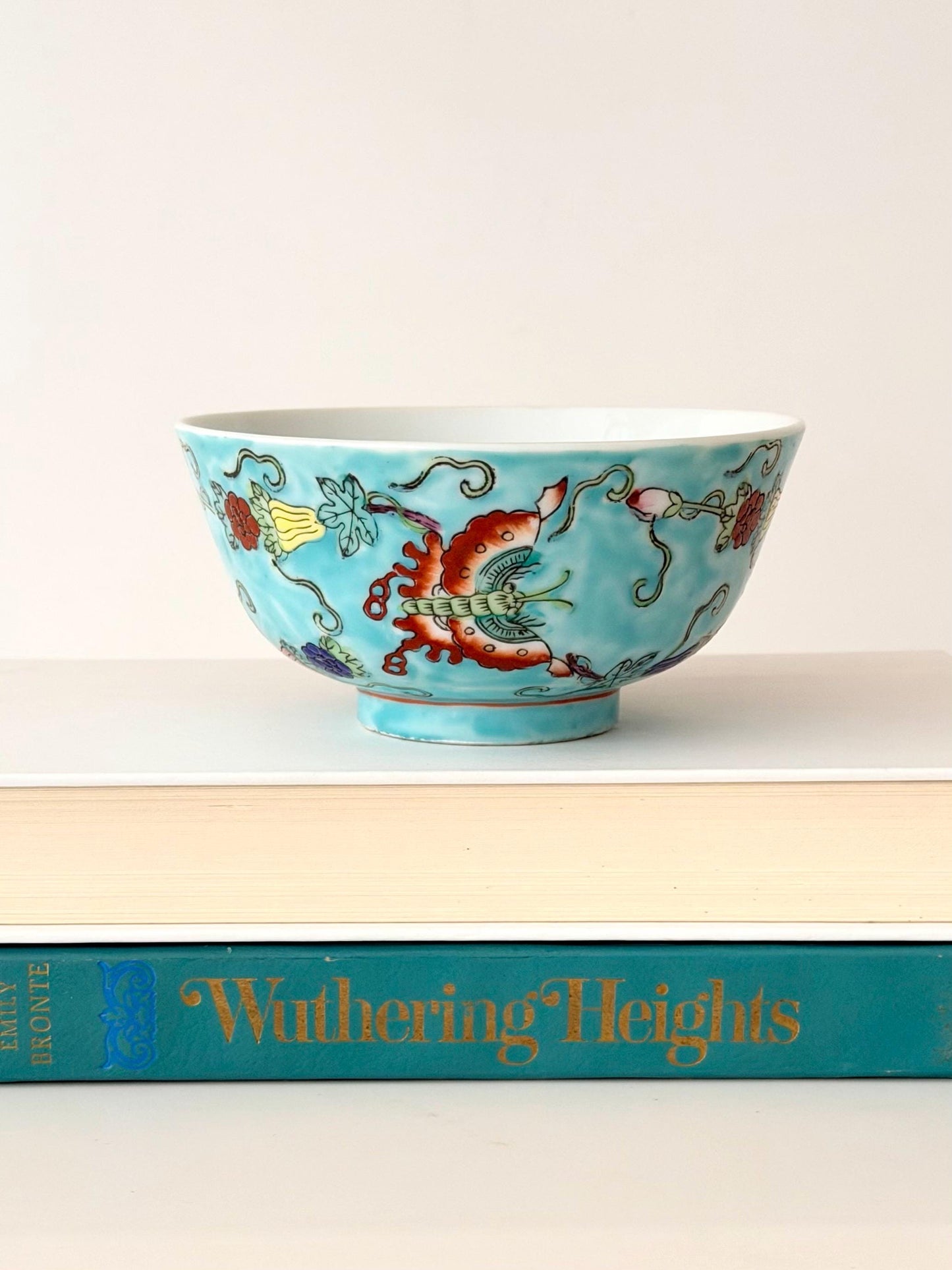 Vintage Rose Canton Porcelain Footed Rice Bowl