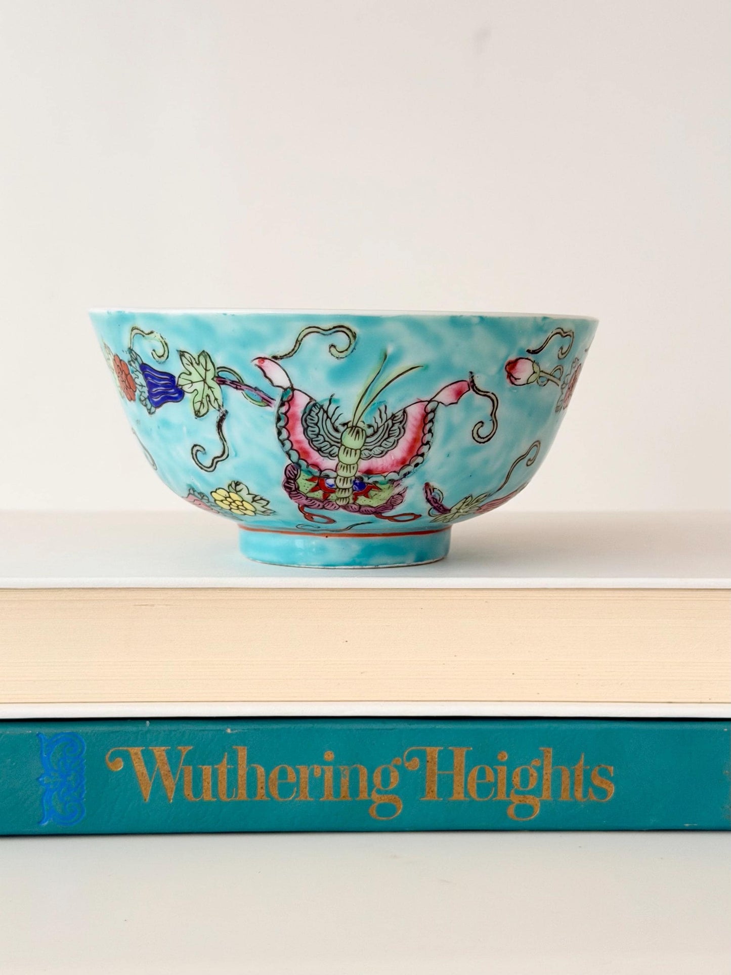 Vintage Rose Canton Porcelain Footed Rice Bowl