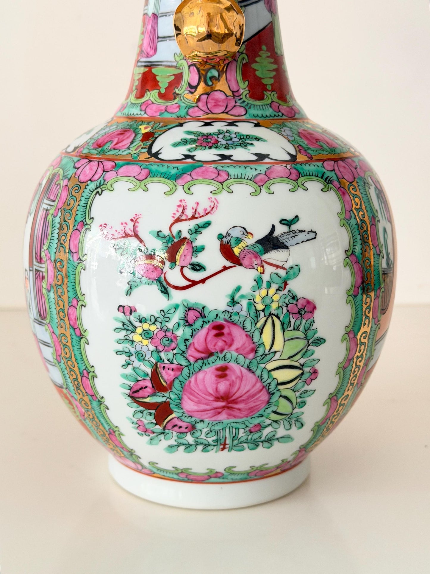 Vintage Rose Medallion Vase