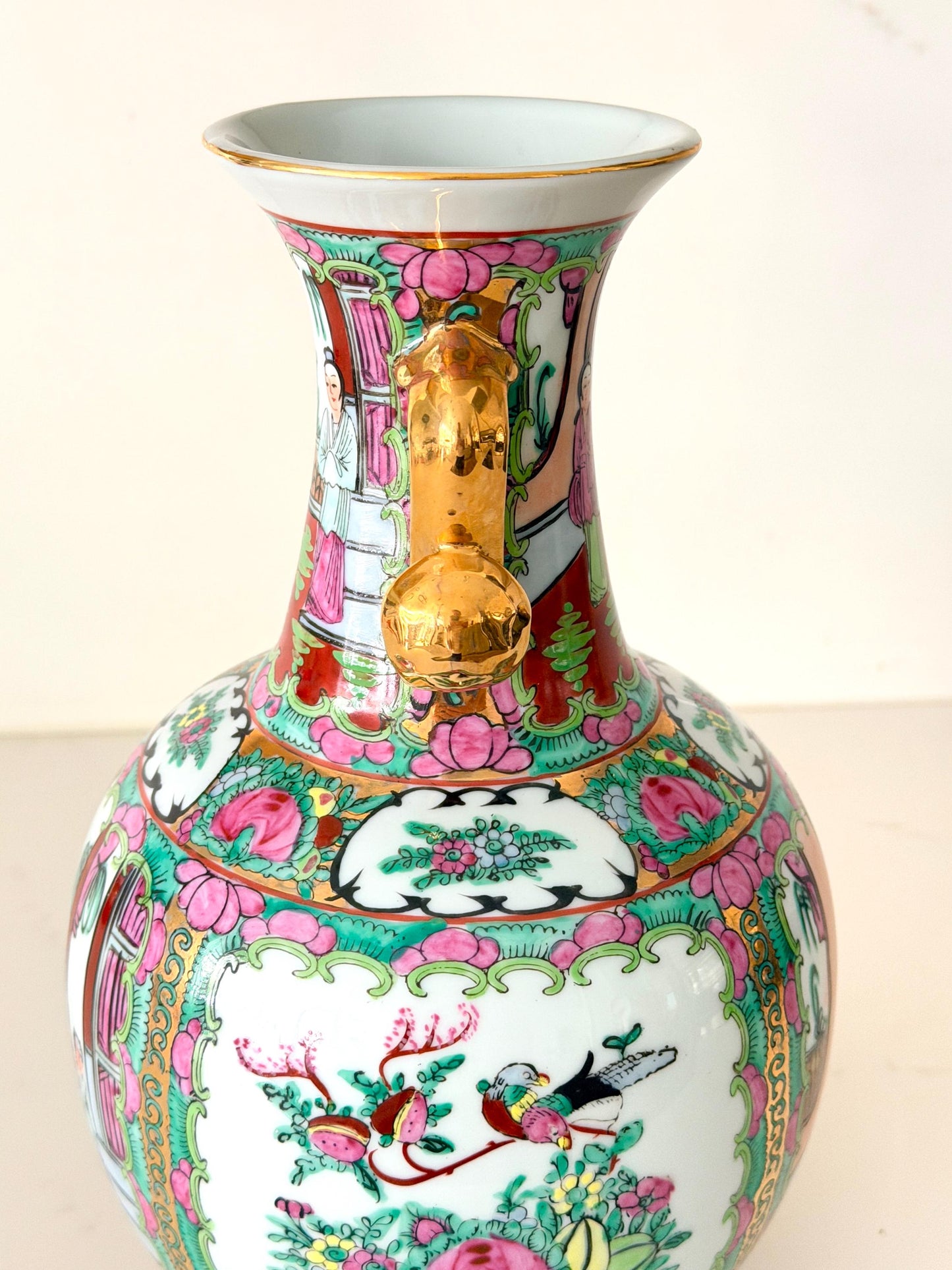Vintage Rose Medallion Vase