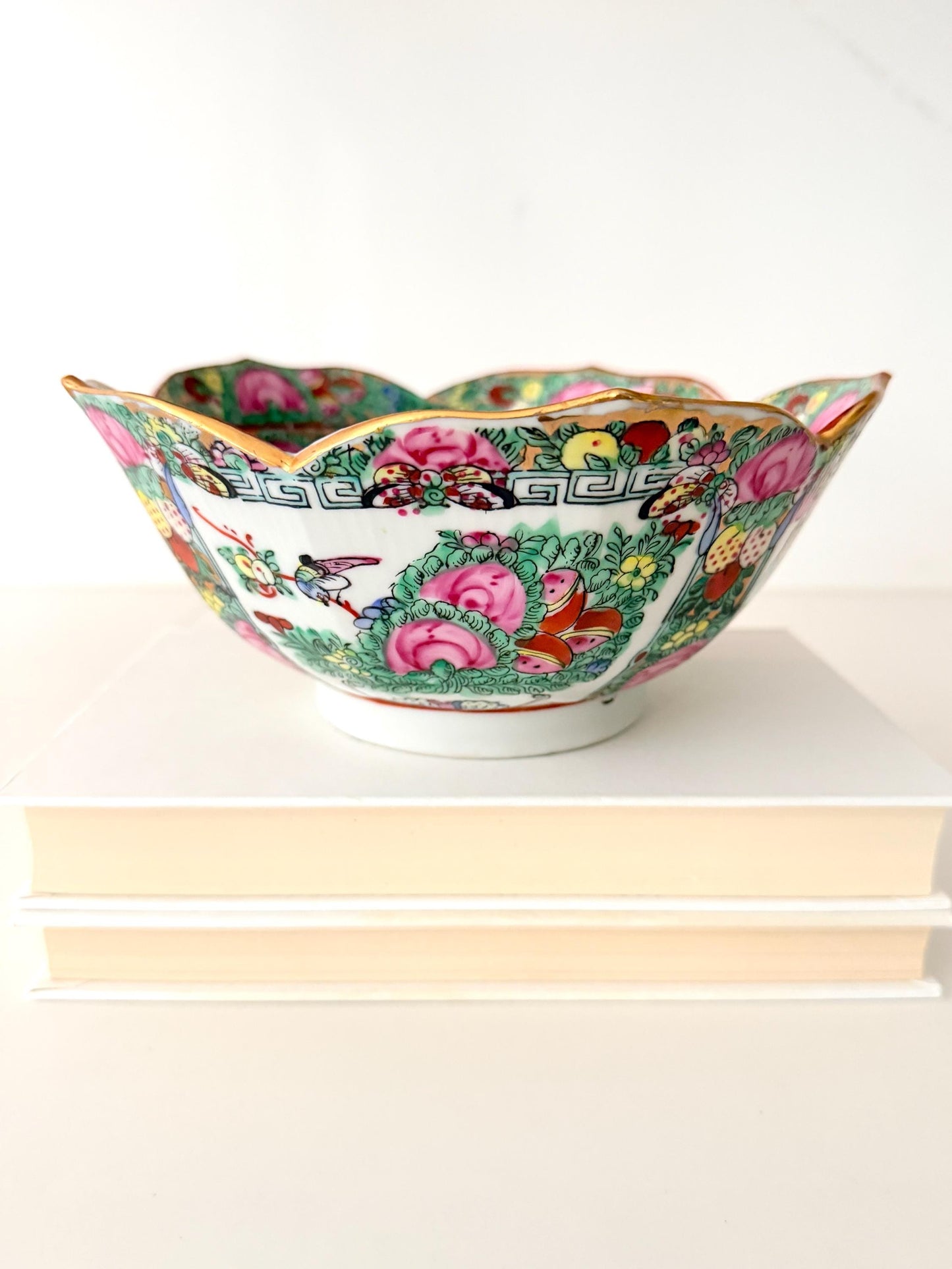 Vintage Rose Medallion Lotus Bowl