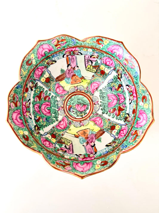 Vintage Rose Medallion Lotus Bowl