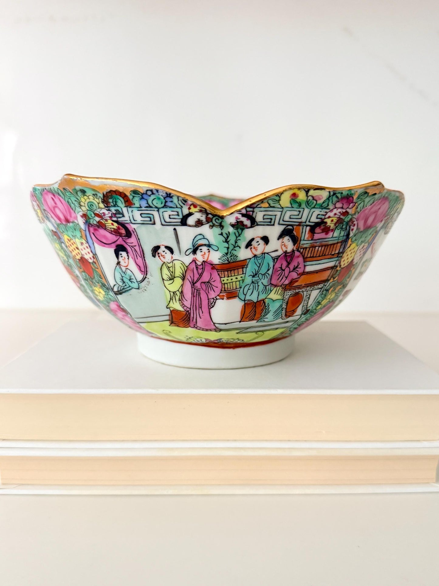 Vintage Rose Medallion Lotus Bowl