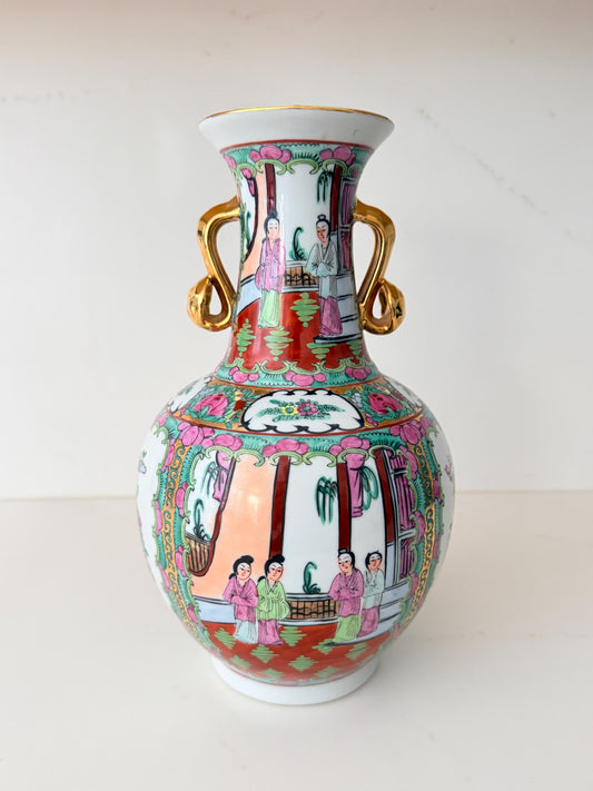 Vintage Rose Medallion Vase