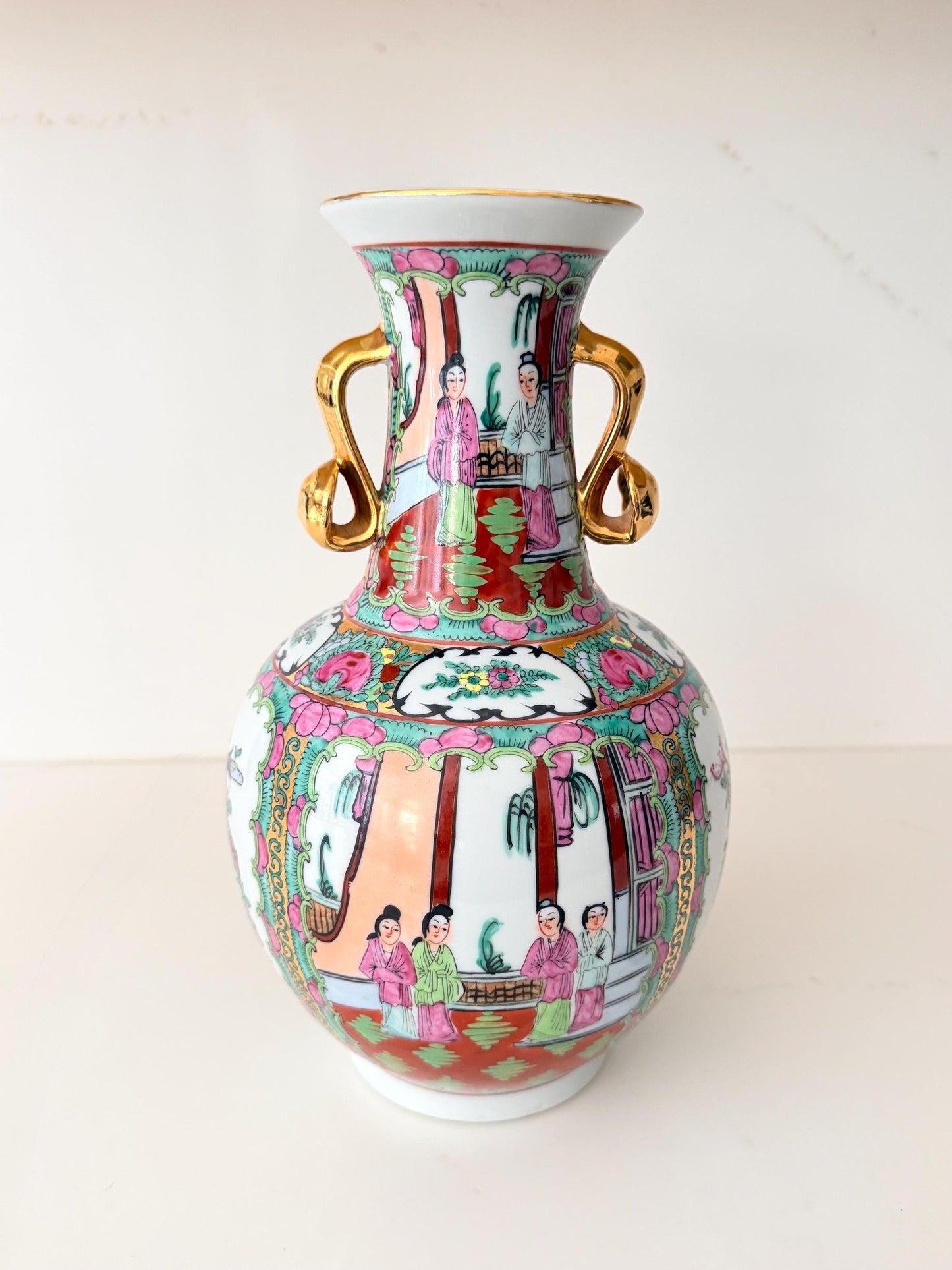 Vintage Rose Medallion Vase