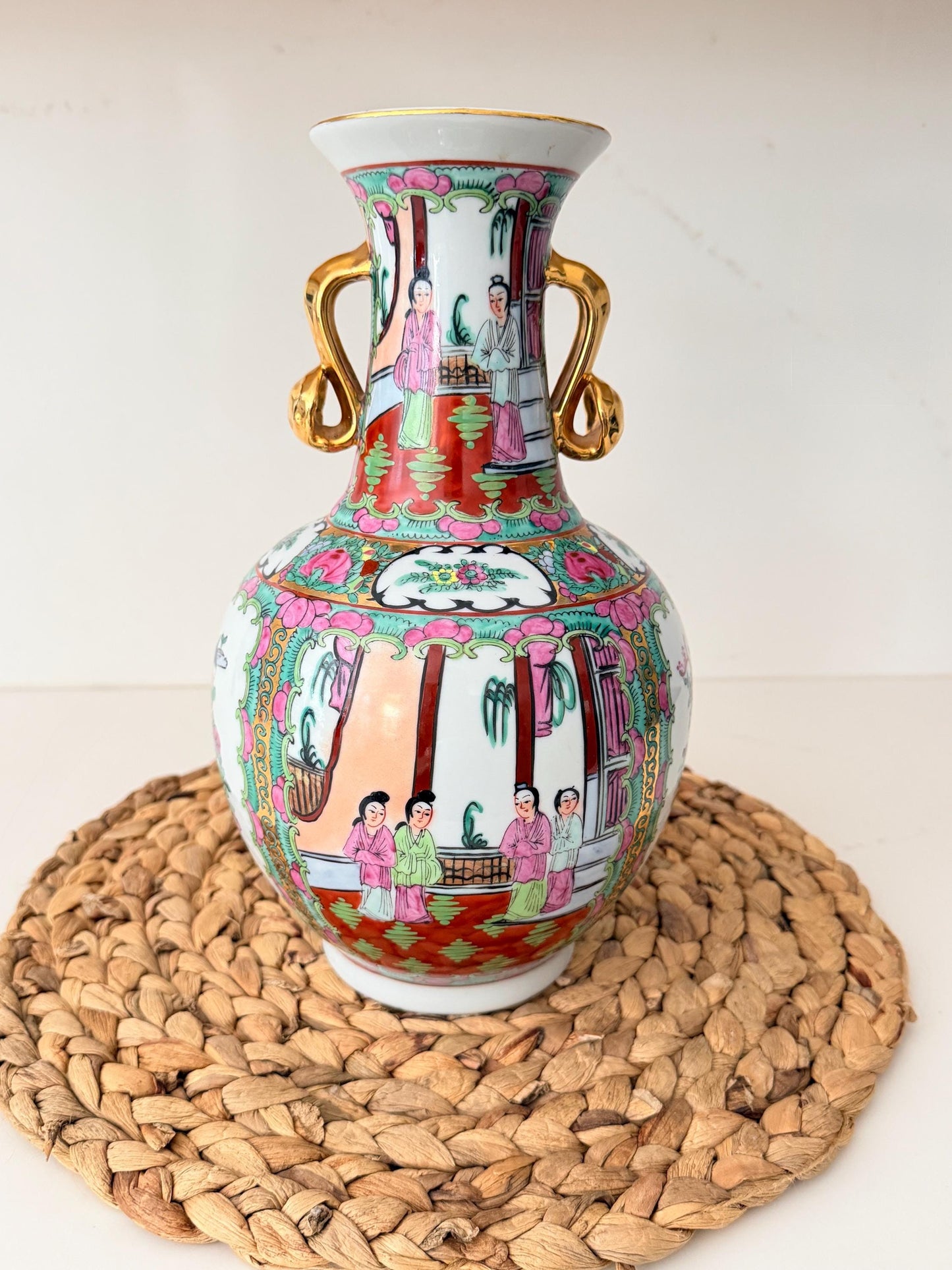 Vintage Rose Medallion Vase