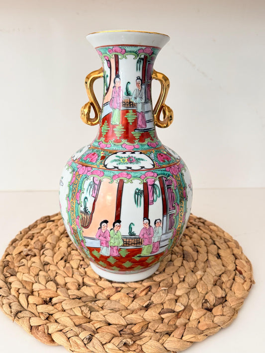 Vintage Rose Medallion Vase