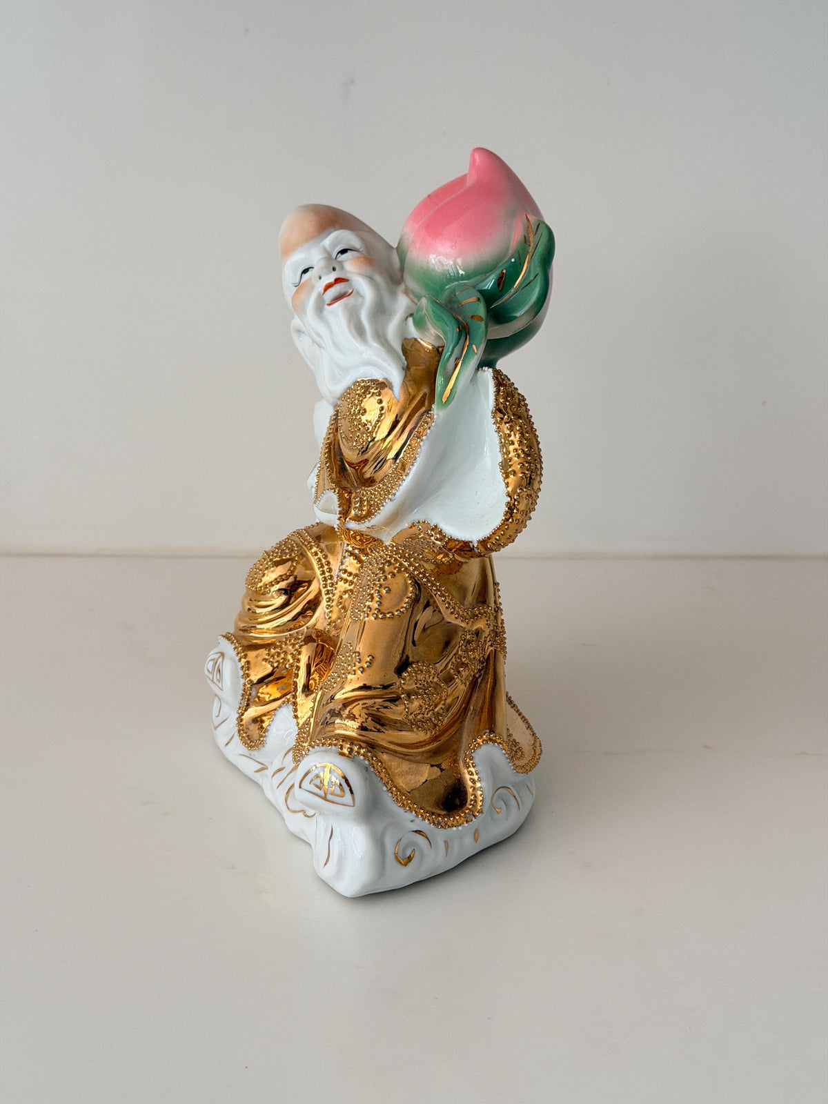 Vintage Porcelain Shou Lao Figurine with Peach
