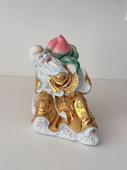 Vintage Porcelain Shou Lao Figurine with Peach