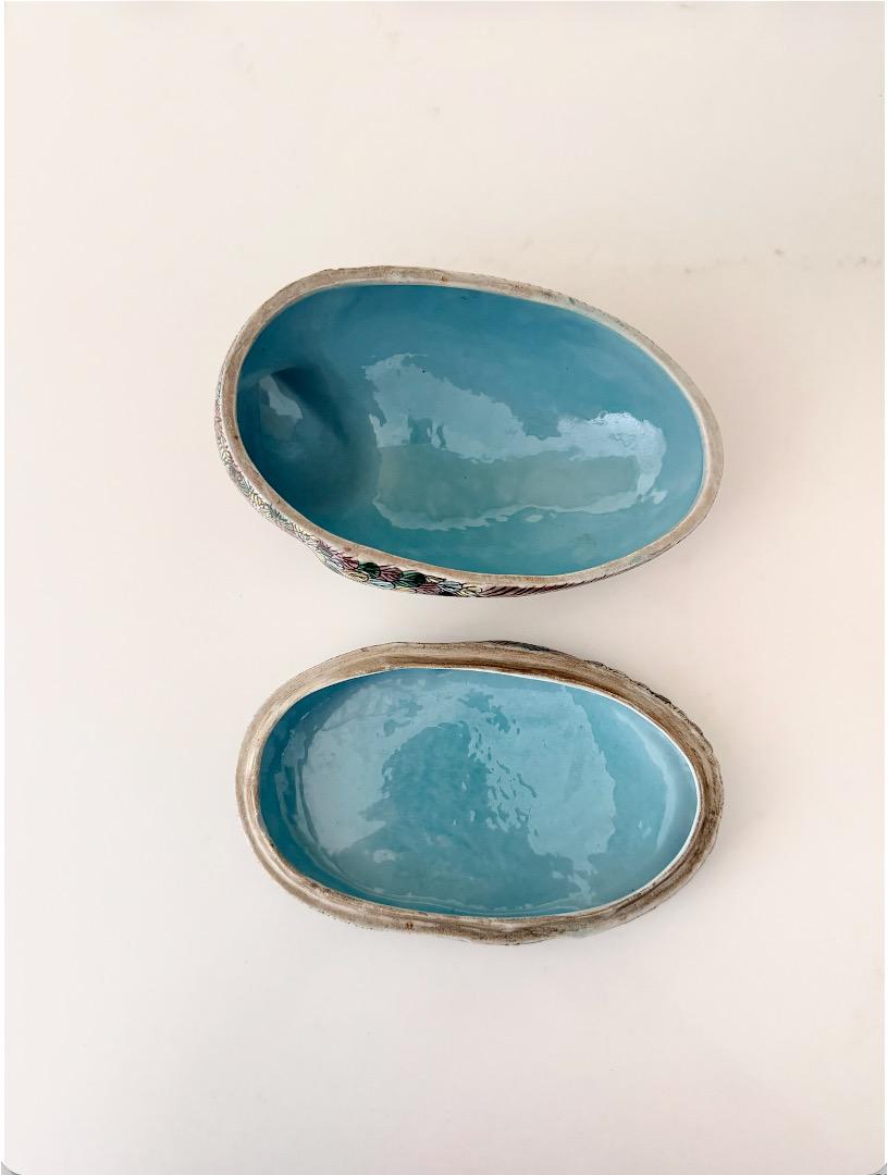Vintage Chinese Famille Verte Quail Trinket Box